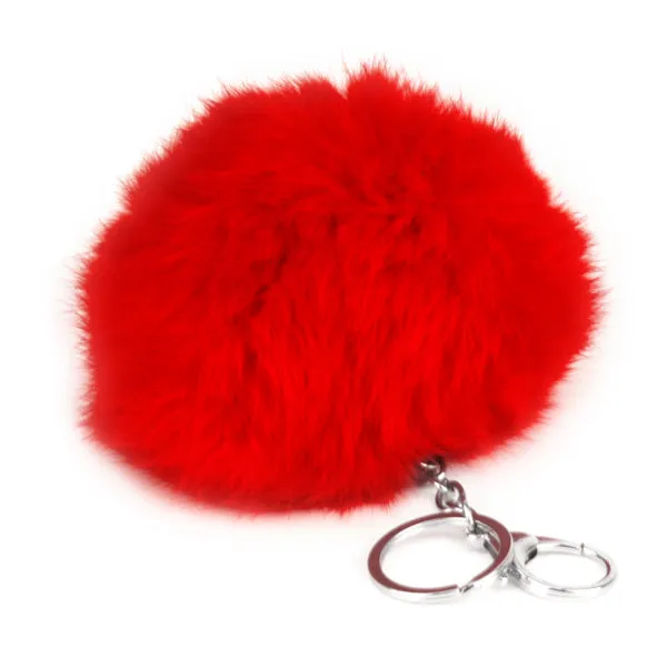 Cute Rabbit Fur Ball Pompom Keychain Cityelf Car Ring, Handbag Tote Bag Pendant Purse Charm