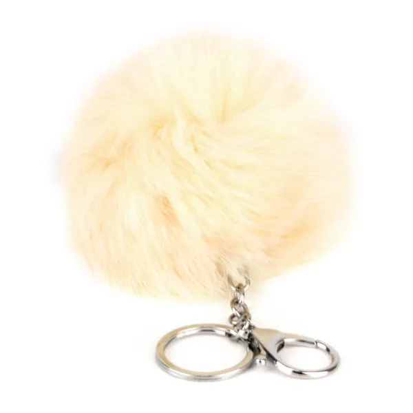 Cute Rabbit Fur Ball Pompom Keychain Cityelf Car Ring, Handbag Tote Bag Pendant Purse Charm