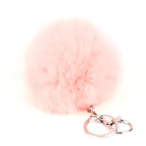 Cute Rabbit Fur Ball Pompom Keychain Cityelf Car Ring, Handbag Tote Bag Pendant Purse Charm