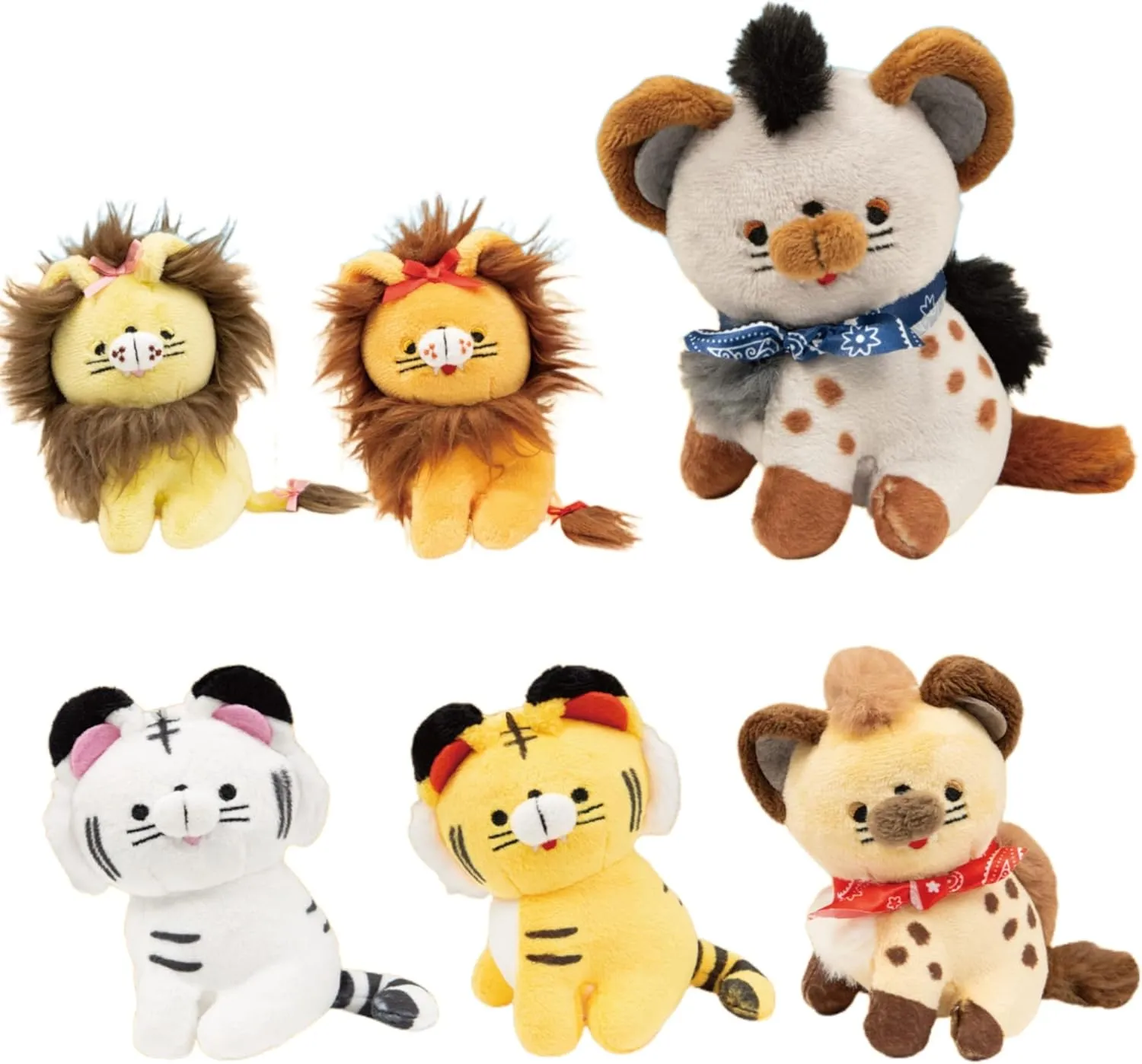 Cute Stuffed Carnivorous Beard Friends Lion Tiger Spotted Hyena BC Doll Pendant Figures, Collectible Figures with Ball Chain (Yellow Tiger)