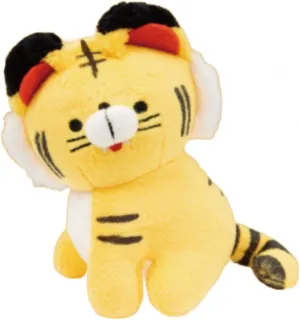 Cute Stuffed Carnivorous Beard Friends Lion Tiger Spotted Hyena BC Doll Pendant Figures, Collectible Figures with Ball Chain (Yellow Tiger)