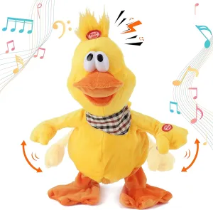Cuteoy 13" Quacking Duck Musical Stuffed Animal Plushies Walking Singing Waving Electronic Interactive Plush Toy for Kids Boys Easter