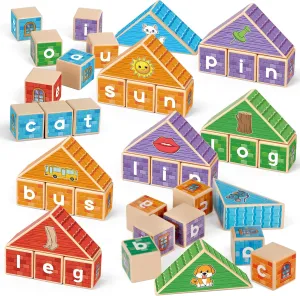 CVC Word Games, Phonics Game for Kids, Spelling Games, Preschool Learning Activities, Building Blocks for Toddlers, Learn to Read, English Learning Tools, Kindergarten Classroom Must Haves