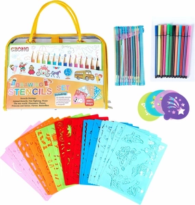 CZONG 30 Pieces Plastic Drawing Stencils Kit for Kids Arts and Crafts for Girls and Boys Kids Coloring Art Set, 400  Designs and Scratch Art- Educational Toy, Creativity Gift