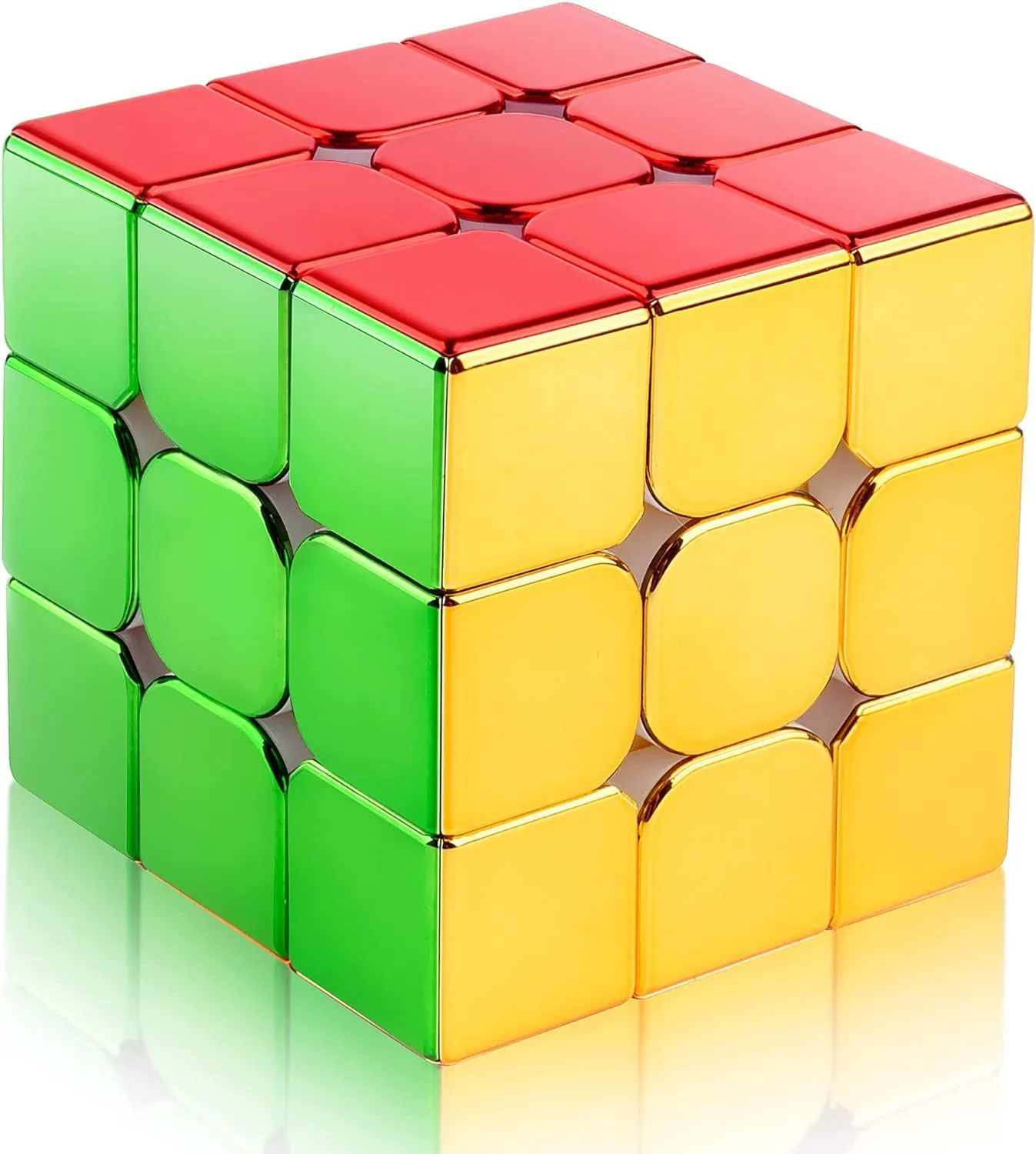 D-FantiX Magnetic Mirror Reflective Speed Cube 3x3x3, Cyclone Boys Original Stickerless Magic Cube, 3D Brain Teaser Cube, Personalized Shiny Cube Puzzles Gift for Kids Adults (56mm)