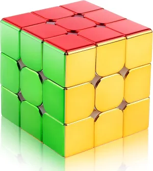 D-FantiX Magnetic Mirror Reflective Speed Cube 3x3x3, Cyclone Boys Original Stickerless Magic Cube, 3D Brain Teaser Cube, Personalized Shiny Cube Puzzles Gift for Kids Adults (56mm)