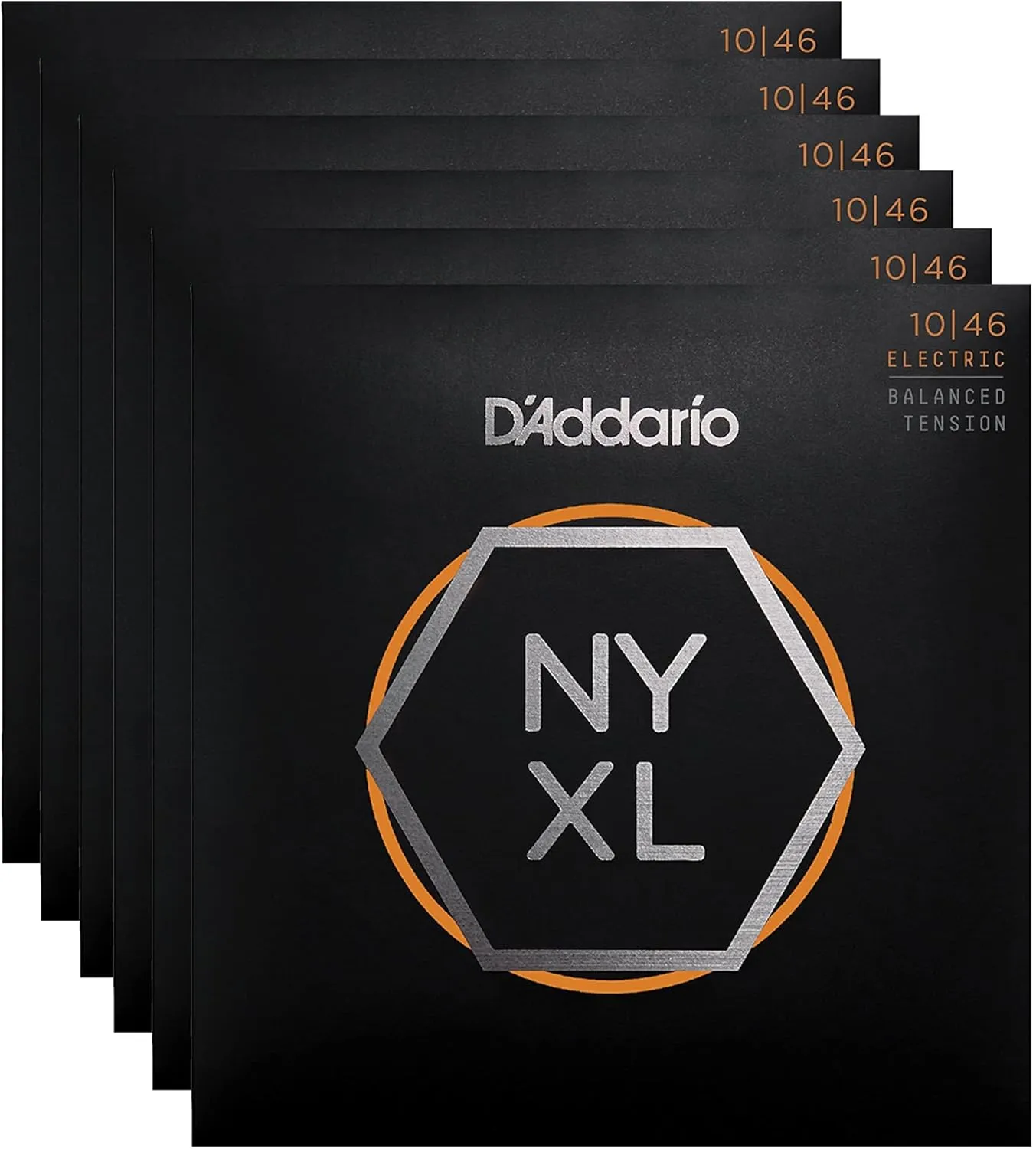 D'Addario NYXL Electric Guitar Strings Balanced Lite 10-46 (6 Pack Bundle)