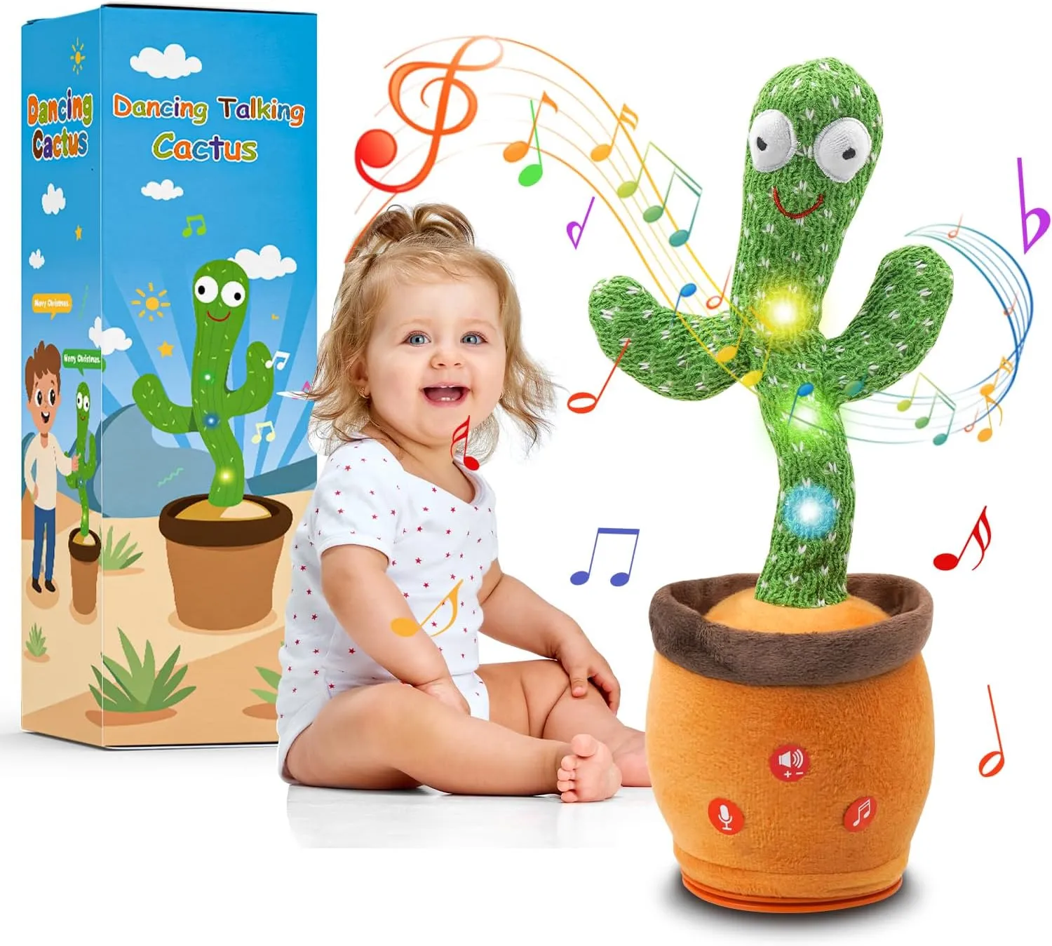 Dancing Talking Cactus Toy for Baby Toddler, Boys Girls Gifts Interactive Singing Cactus Toy Repeat Record Mimicking with Adjustable Volume of 120 English Songs