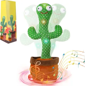 Dancing Talking Cactus Toy for Kids – Repeating, Mimicking, Singing, Recording Voice, LED Light-Up Plush Toy with 120 English Songs, Interactive Musical Funny Gift for Toddlers Boys Girls, 11.2”