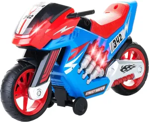 Dazmers Toys Electric Motorcycle Toy with Lights and Sounds - Wheelie Lifters Motorcycle Toddler with Sounds and Lights for Kids 3  - 10" L x 5" T - Blue