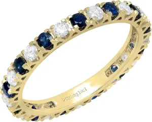 Dazzlingrock Collection 2.3mm Each Alternate Round Blue Sapphire & White Diamond Eternity Wedding Anniversary Ring Band for Her in Solid Gold