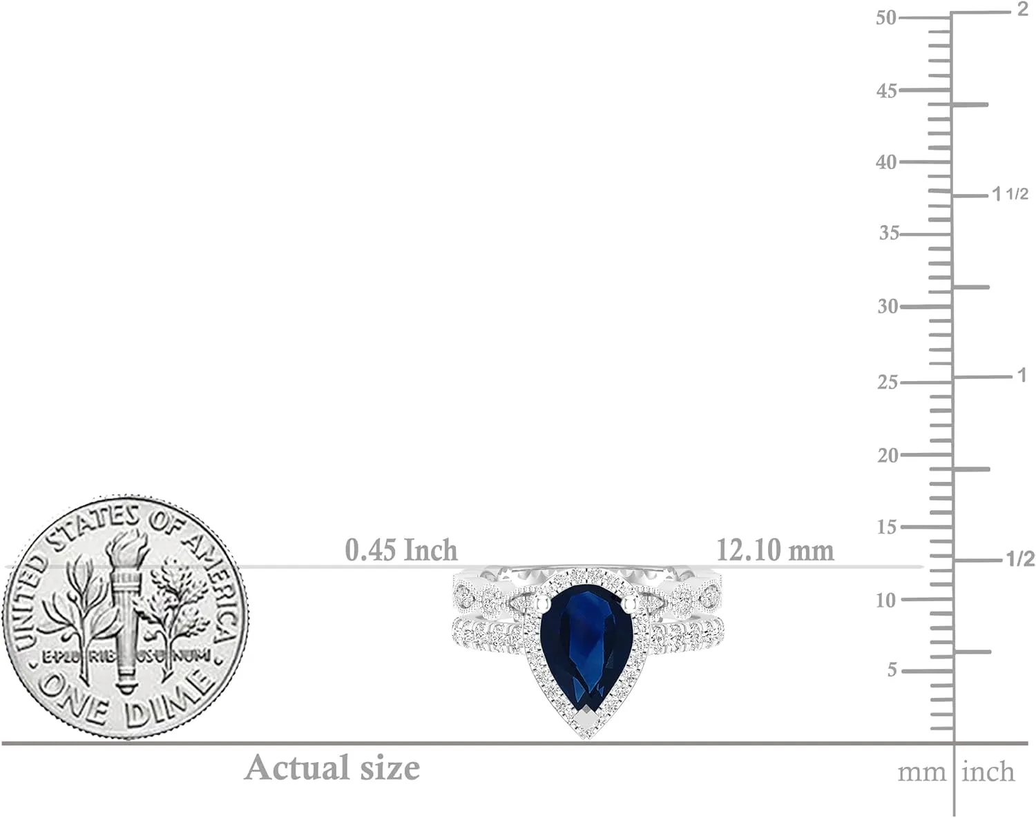 Dazzlingrock Collection 9x6 mm Pear Shaped Center Stone and Round White Diamond Halo Wedding Ring Set for Women in 925 Sterling Silver