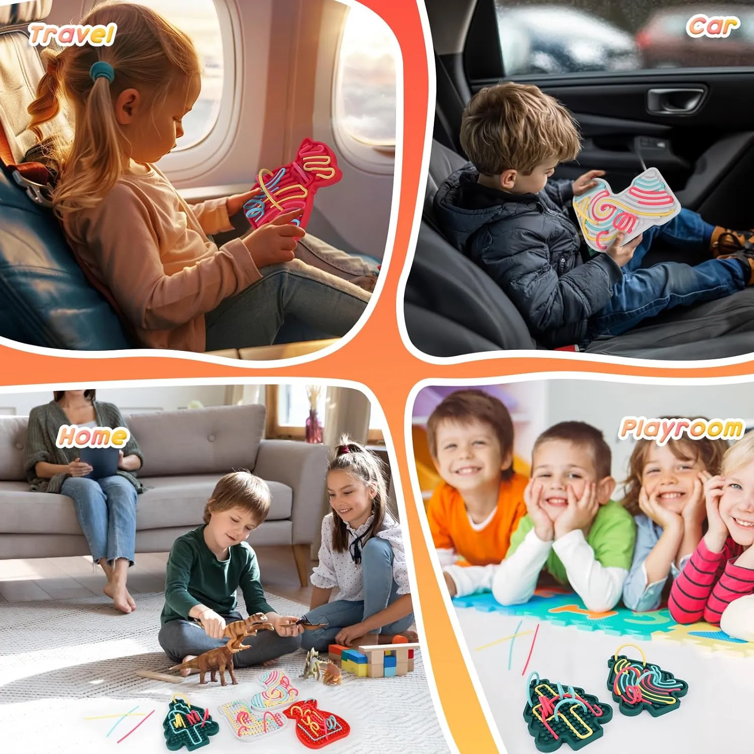 ddLUCK Christmas Sensory Activity Board Set, 3PCS Silicone Fidget Toy for ADHD and Autism, Sensory Toys with Christmas Tree, Stocking and Lucky Bag, Chirstmas Gifts for Kids 2  with 54 Strings