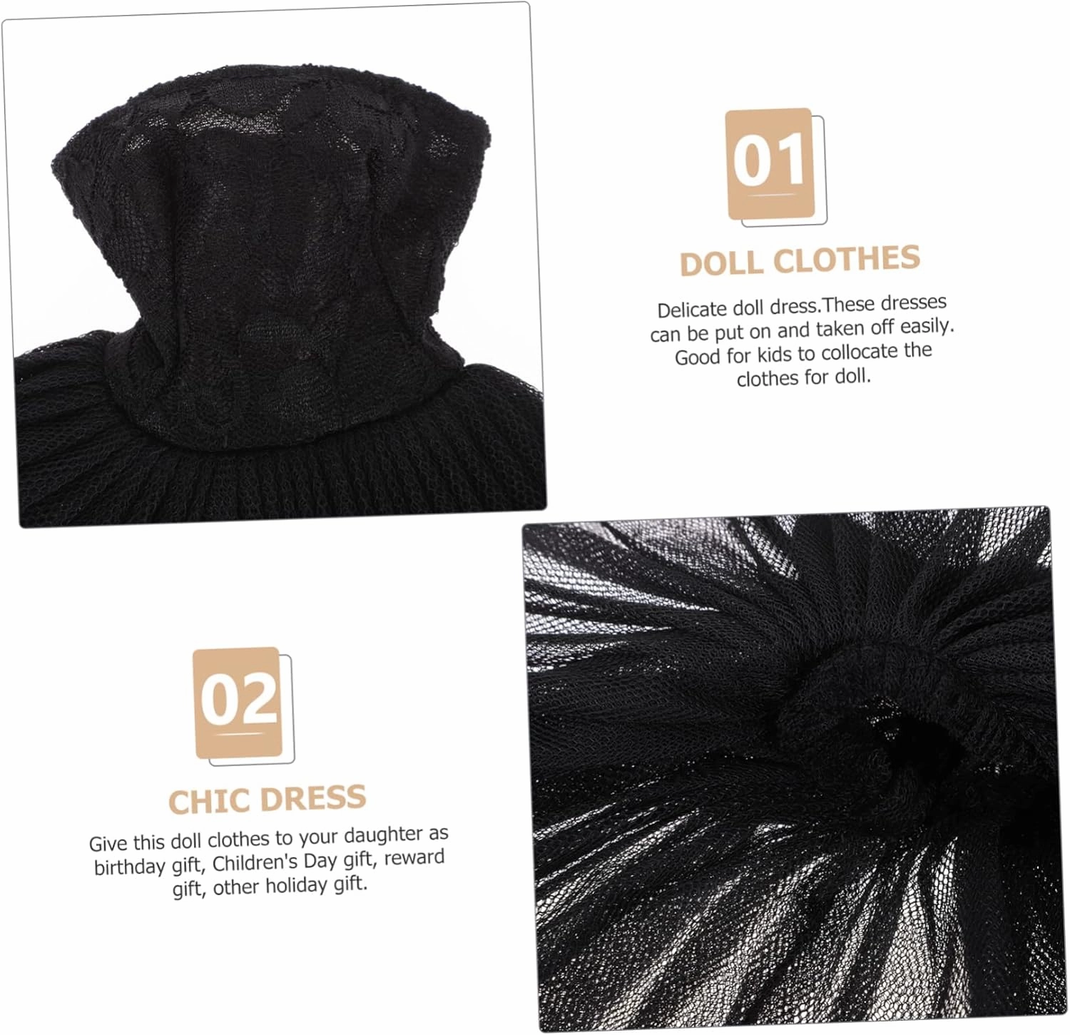 Decorative Doll Ballet Skirt Wear Resistant Dress for Dolls Reusable Costume for DIY Play Day Birthdays and Holiday Parties