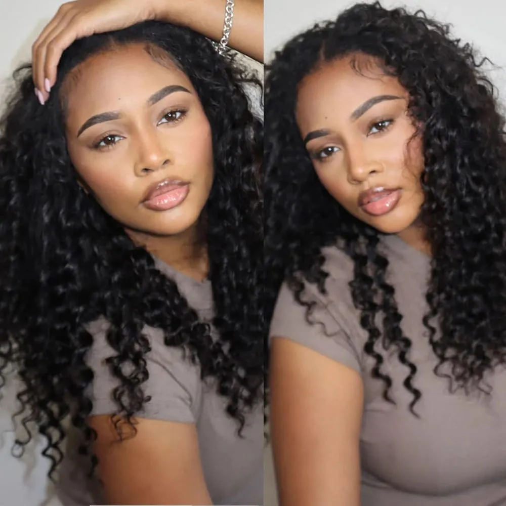 Deep Wave Knotless Pre-Separated Crochet Hair Extensions Human Hair Loose Wave Crochet Hair Natural Black Machine Made Feather Human Hair Extension 18inch 60g