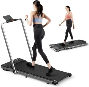 DeerRun 3 in 1 Under Desk Walking Pad Treadmill, 3.0HP Low Noise Portable for Home & Office, 300LBs Weight Capacity Folding With Remote Control & Smart APP