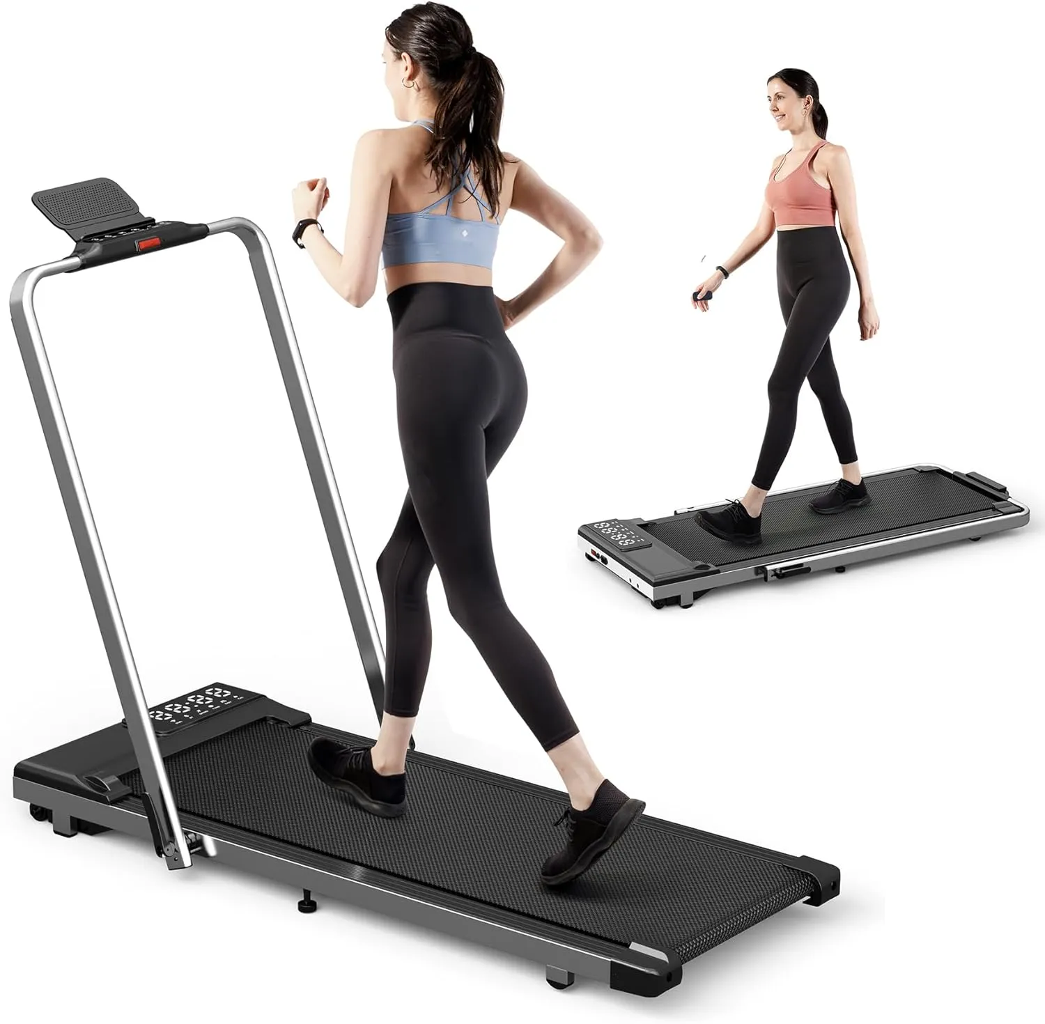 DeerRun 3 in 1 Under Desk Walking Pad Treadmill, 3.0HP Low Noise Portable for Home & Office, 300LBs Weight Capacity Folding With Remote Control & Smart APP