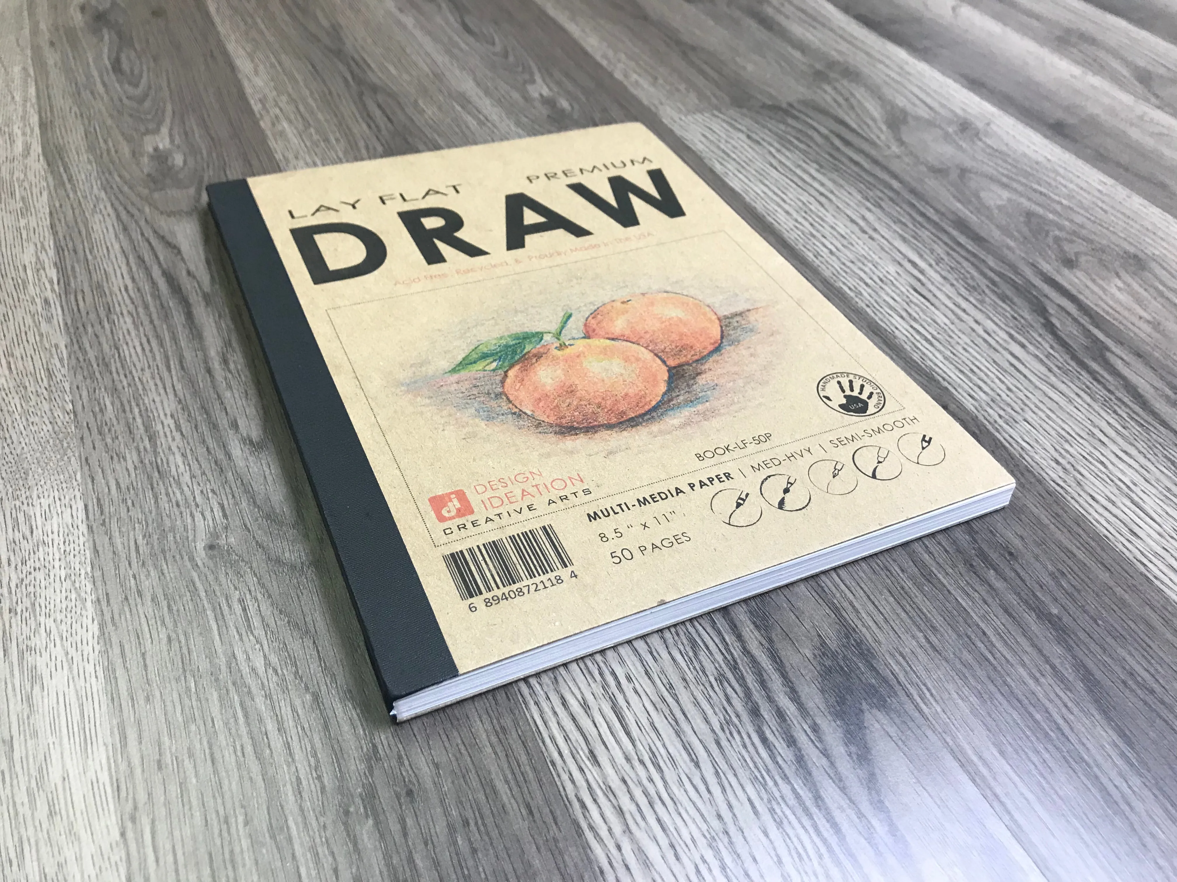 Design Ideation Lay Flat DRAW. Removable Sheet, Journal Style. Drawing Book. Mixed Media. (8.5" x 11") LF-50100-LS