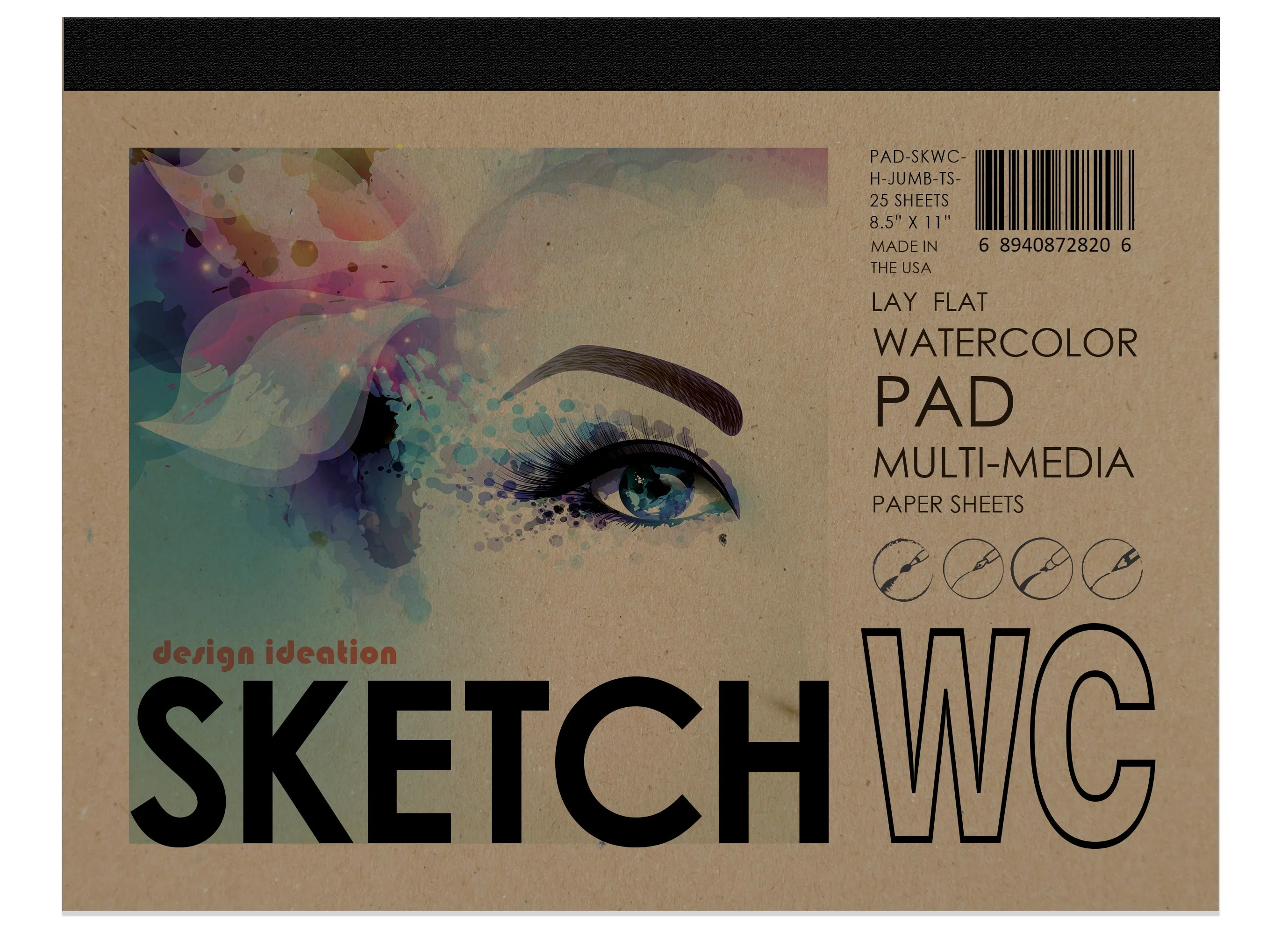 Design Ideation WATERCOLOR SKETCH PAD : Removable Sheet. Multi-Media. (8.5" x 11") PAD-2550-TS