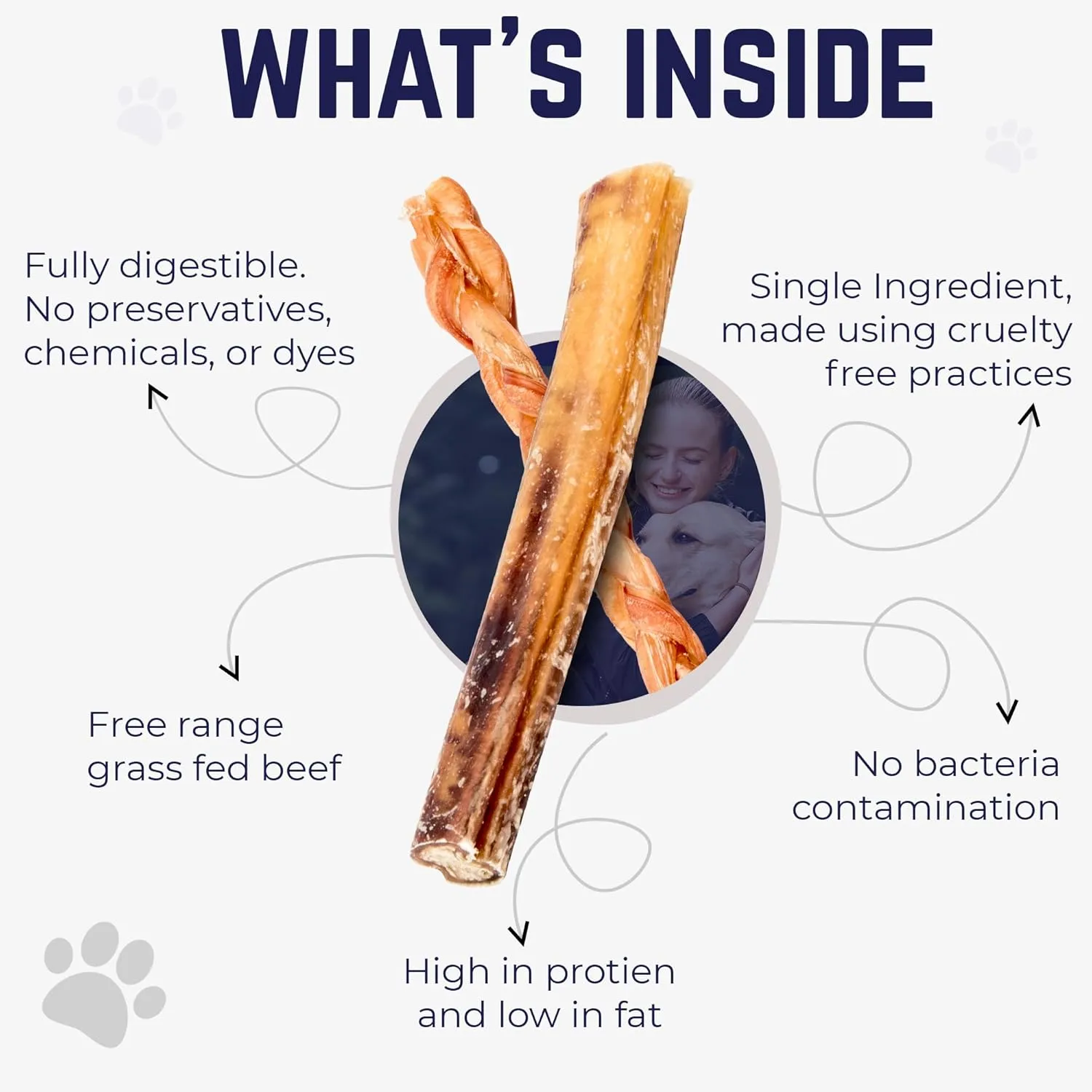 Devil Dog Pet Co. Jumbo Bully Sticks – 12 Inch, 6 Pack Dog Chews, 100% Natural, Single Ingredient, Free-Range Grass-Fed Beef – Long Lasting, Rawhide-Free Treats for Dogs