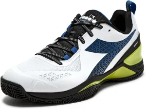 Diadora Blushield Torneo 2 Clay, Color: White/Deja Vu Blue/Black, Size: 11.5 (101.179504D0620.11.5)