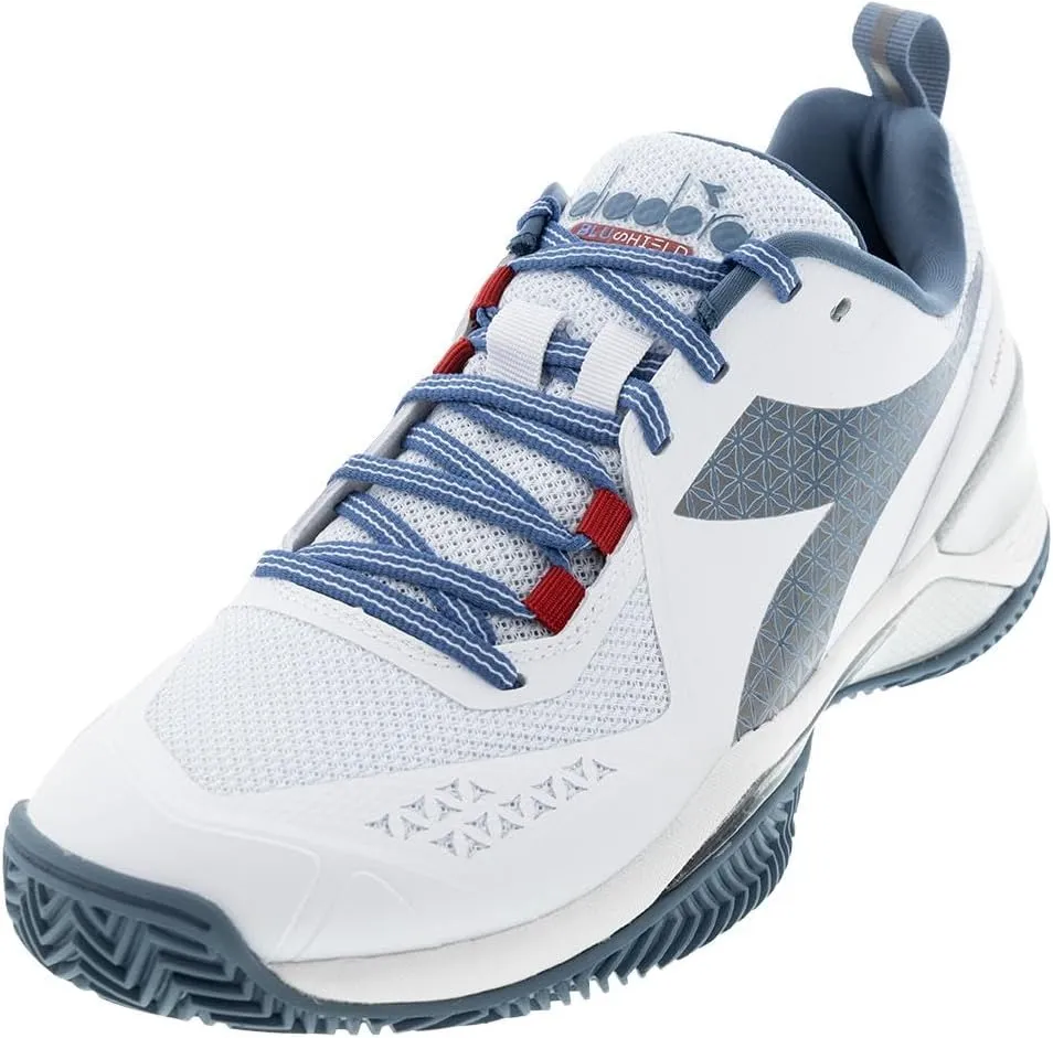 Diadora Blushield Torneo 2 Clay Men Shoes (White/Oceanview/Salsa) (White/Oceanview/Salsa, US Footwear Size System, Adult, Men, Numeric, Medium, 8)