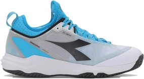 Diadora Men's Speed Blushield Fly 3   All Ground Tennis Shoe (White/Black/Blue Jewel, 11)