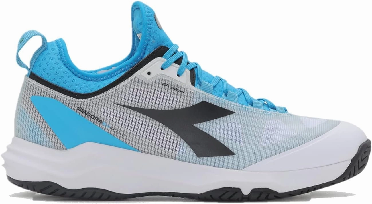 Diadora Men's Speed Blushield Fly 3   All Ground Tennis Shoe (White/Black/Blue Jewel, 11)