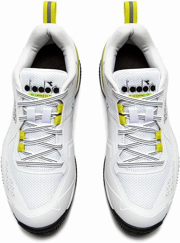 DIADORA Women`s Blushield Torneo 2 Clay Tennis Shoes White and Evening Primrose