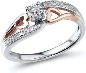 Diamond Promise Ring in 10kt Rose Gold and Sterling Silver 1/10 cttw H-I Color, I2-I3 Clarity