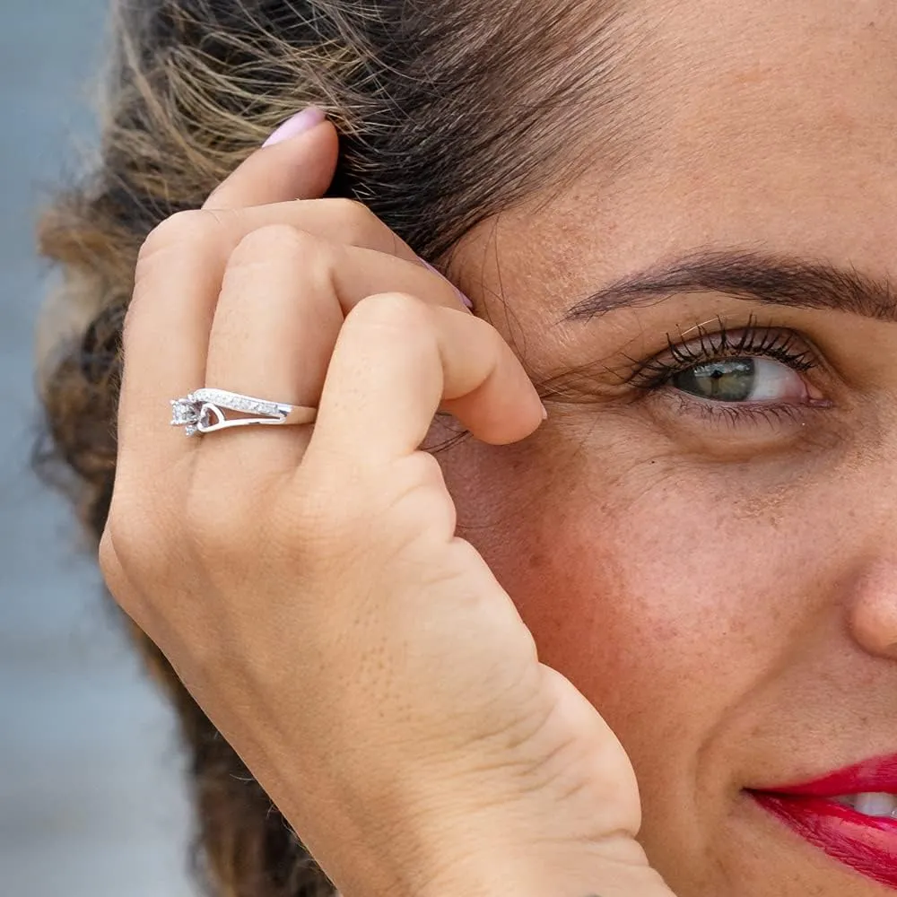 Diamond Promise Ring in 10kt Rose Gold and Sterling Silver 1/10 cttw H-I Color, I2-I3 Clarity