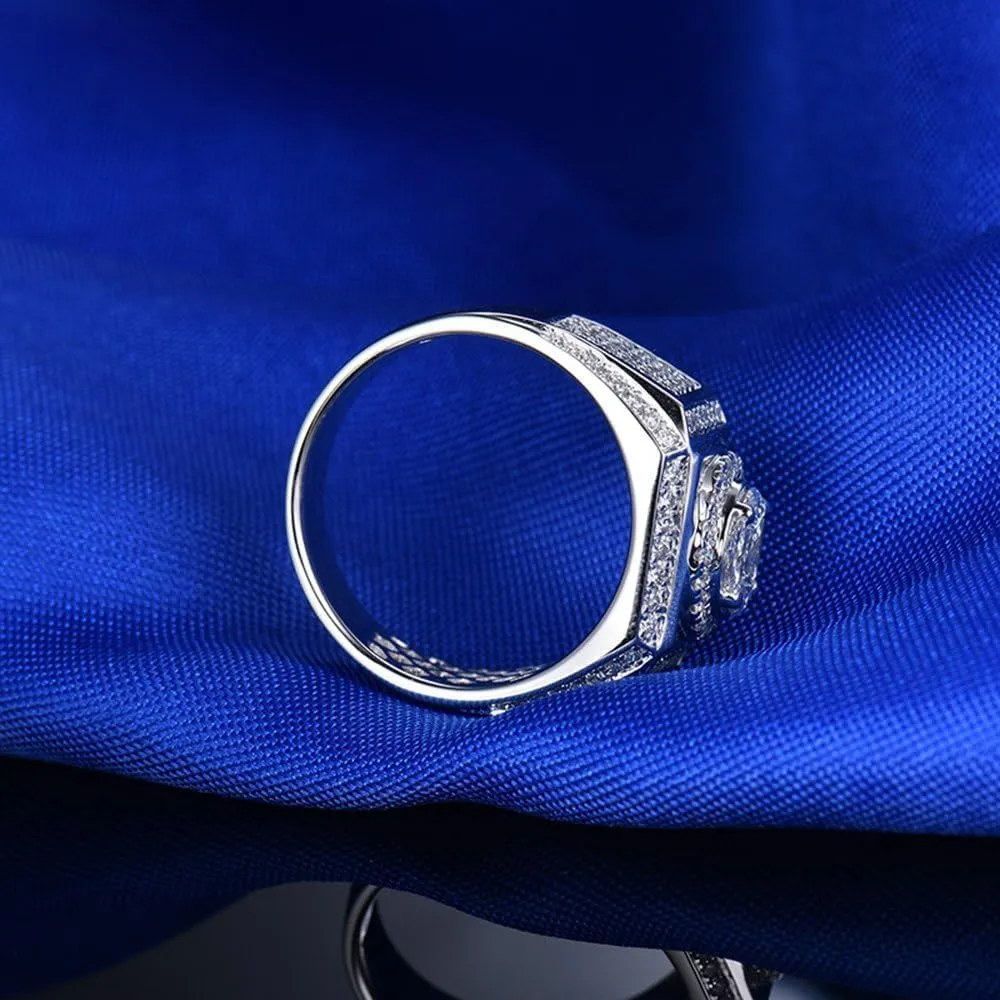 Diamond Ring For Men, 18K White Gold Rings - Real Diamond Ring, Luxury Brilliant Natural Real Diamond Promise Rings For Him Engagement Ring & Wedding Band