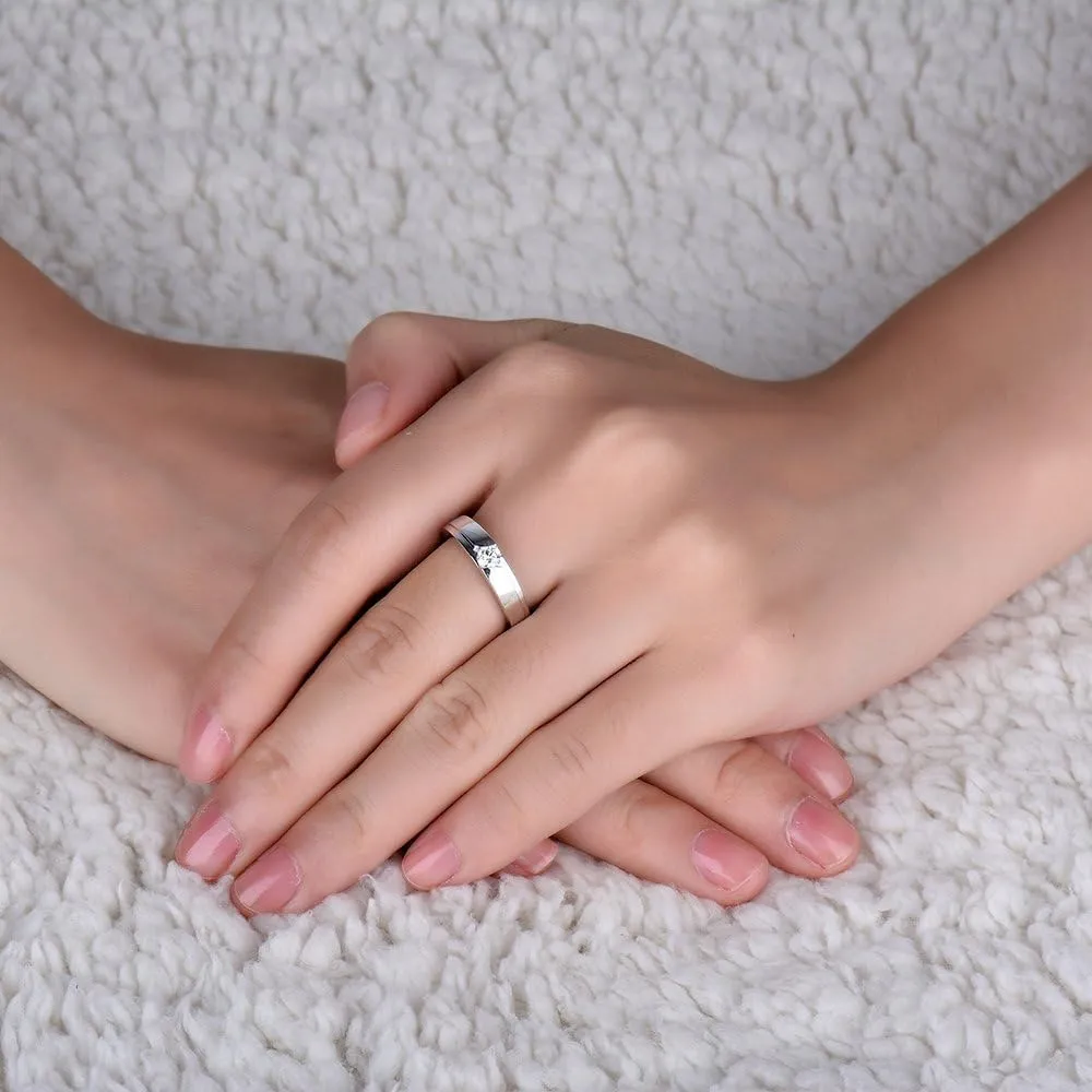 Diamond Rings For Women, Pt900 White Gold Rings - Diamond Solitaire Ring, Classic 0.2 Carat Real Diamond Forever Love Ring and Promise Rings For Her Engagement Ring & Wedding Ring