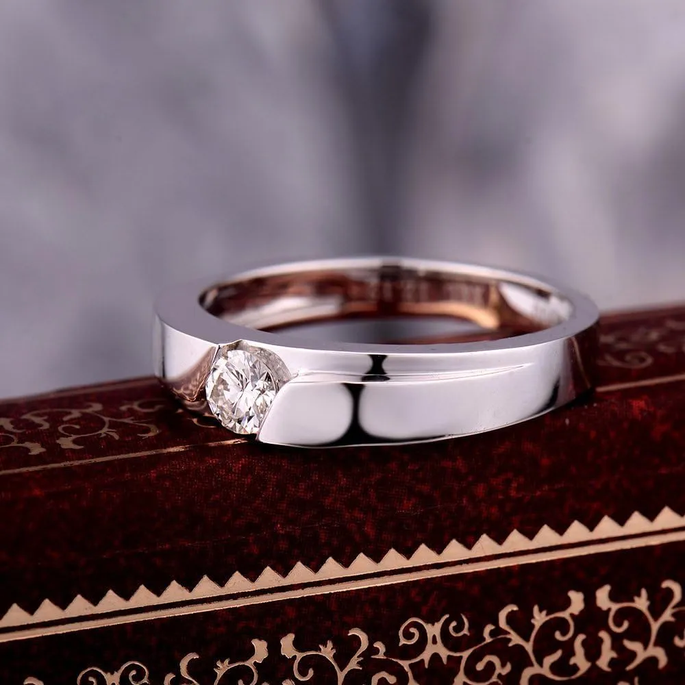 Diamond Rings For Women, Pt900 White Gold Rings - Diamond Solitaire Ring, Classic 0.2 Carat Real Diamond Forever Love Ring and Promise Rings For Her Engagement Ring & Wedding Ring
