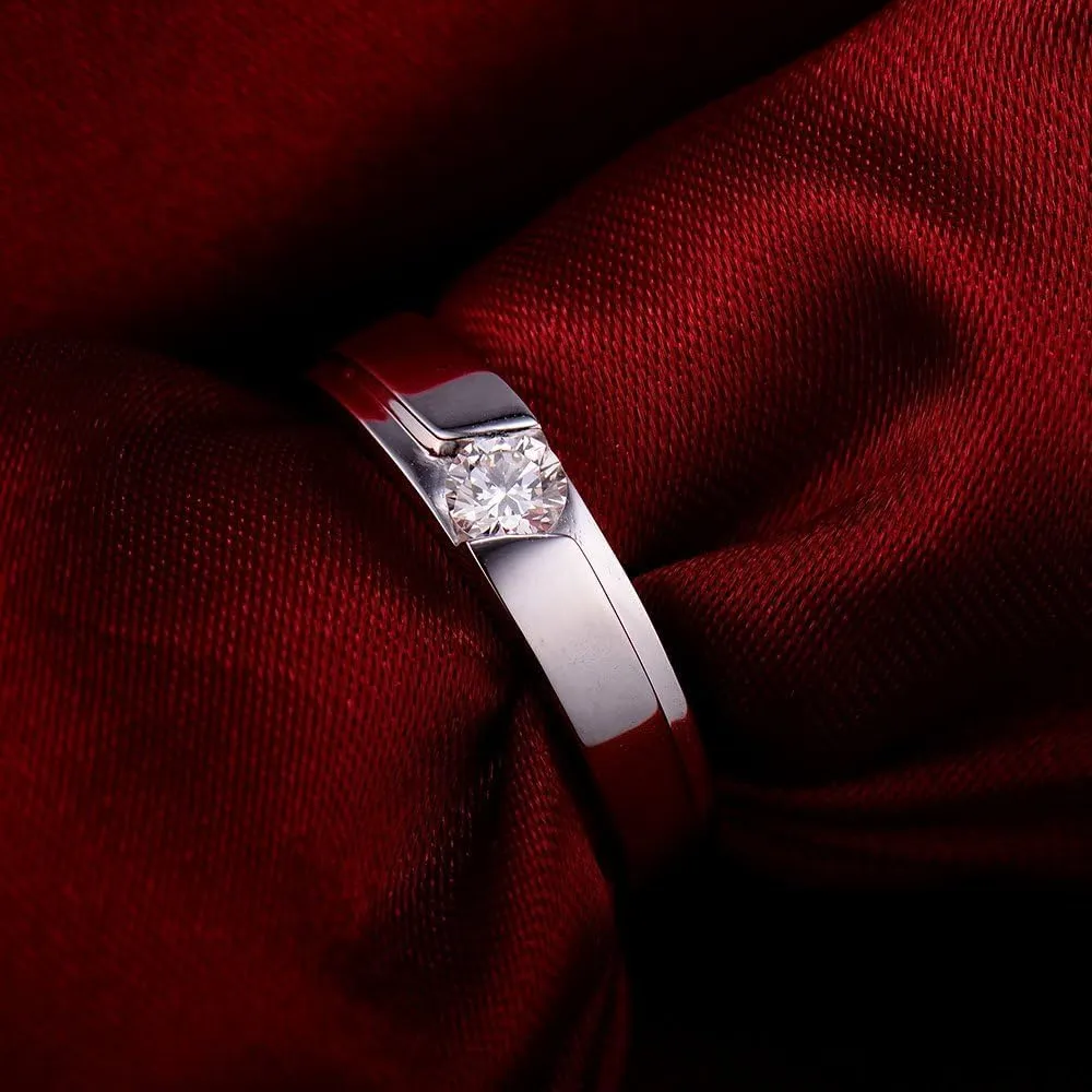 Diamond Rings For Women, Pt900 White Gold Rings - Diamond Solitaire Ring, Classic 0.2 Carat Real Diamond Forever Love Ring and Promise Rings For Her Engagement Ring & Wedding Ring