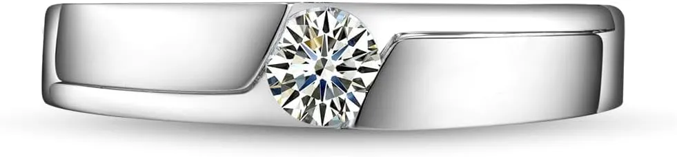 Diamond Rings For Women, Pt900 White Gold Rings - Diamond Solitaire Ring, Classic 0.2 Carat Real Diamond Forever Love Ring and Promise Rings For Her Engagement Ring & Wedding Ring