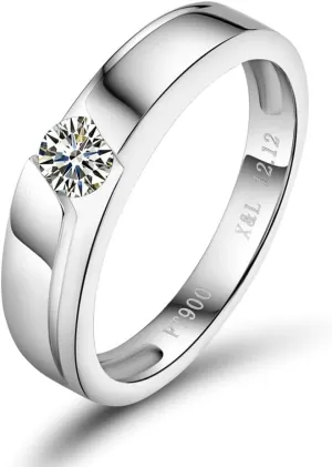 Diamond Rings For Women, Pt900 White Gold Rings - Diamond Solitaire Ring, Classic 0.2 Carat Real Diamond Forever Love Ring and Promise Rings For Her Engagement Ring & Wedding Ring