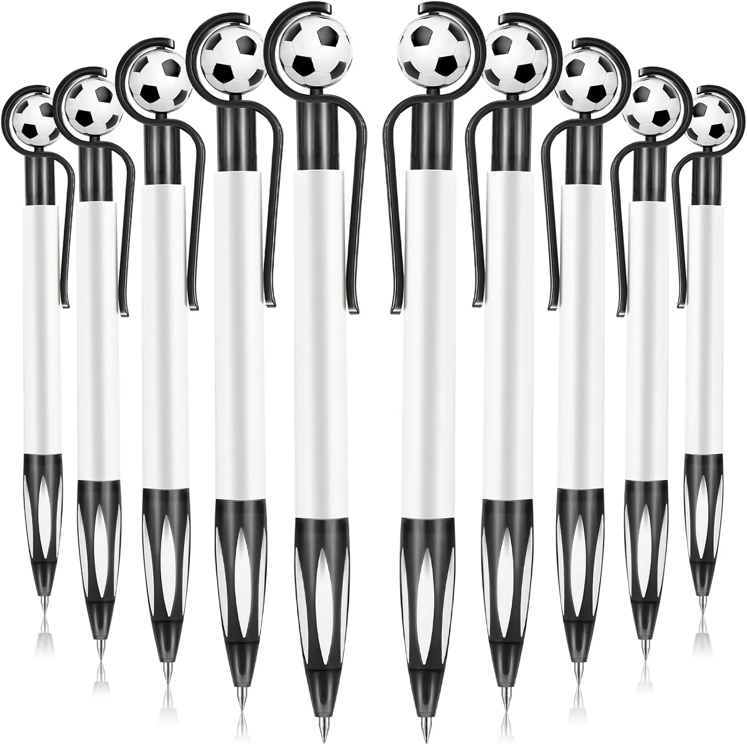Dianelhall 20 Pcs Soccer Party Favors Soccer Pen Ballpoint Pens Retractable Multicolor Medium Point 1.0 mm Soft Grip Pen for Office(Black,Vivid)