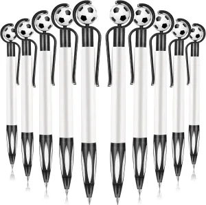 Dianelhall 20 Pcs Soccer Party Favors Soccer Pen Ballpoint Pens Retractable Multicolor Medium Point 1.0 mm Soft Grip Pen for Office(Black,Vivid)