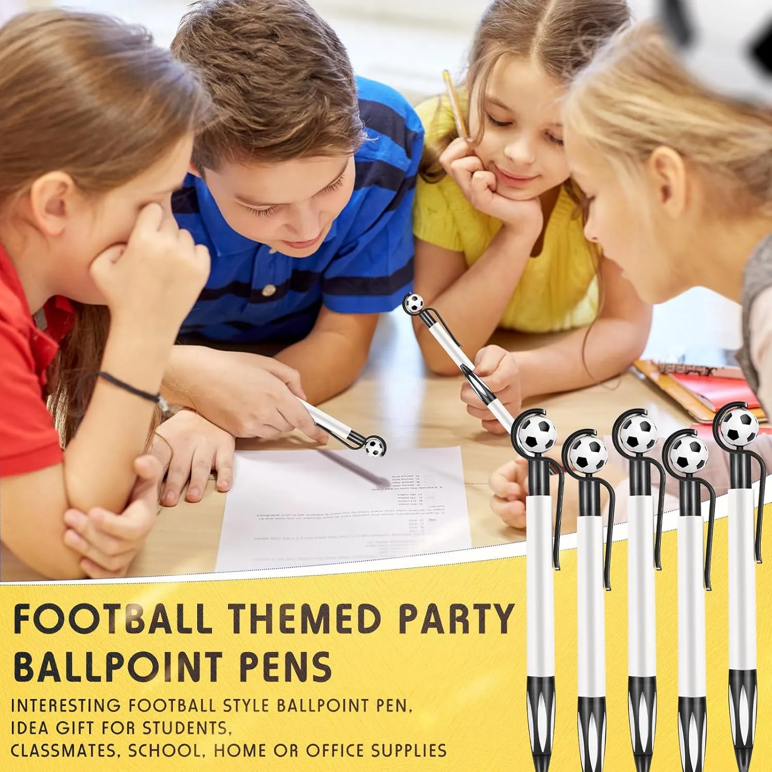 Dianelhall 20 Pcs Soccer Party Favors Soccer Pen Ballpoint Pens Retractable Multicolor Medium Point 1.0 mm Soft Grip Pen for Office(Black,Vivid)