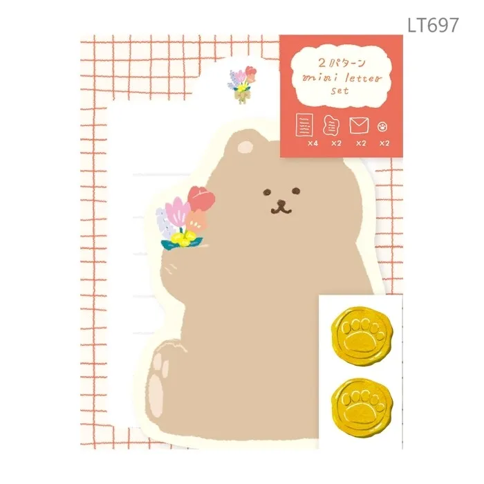 Die-Cut Mini Letter Writing Set - Fluffy Bear