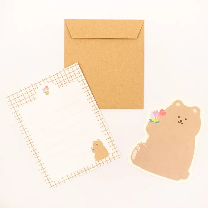 Die-Cut Mini Letter Writing Set - Fluffy Bear