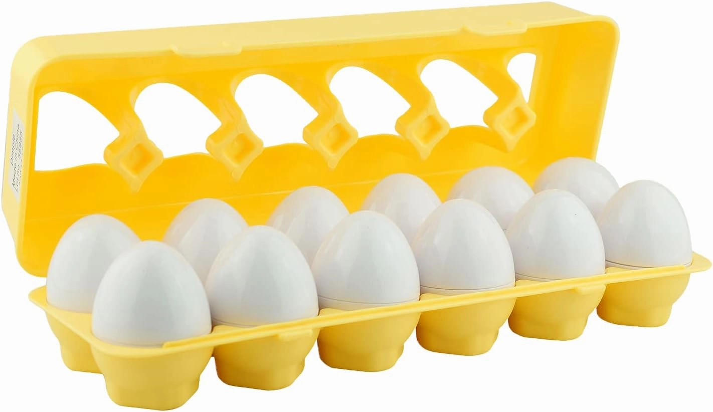 Dimple 12 PCS Vehicle Car Egg Matching Toy with Holder – STEM Easter Eggs, Educational Shape & Color Puzzle, Plastic Easter Eggs, Easter Basket Stuffers, Easter Gifts for Kids & Toddlers