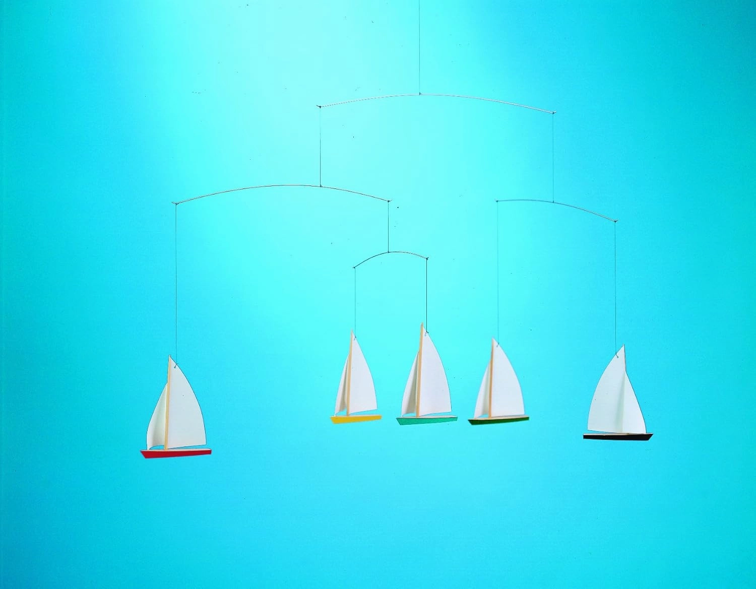 Dinghy Regatta/5 Hanging Mobile - 26 Inches Beech Wood - Handmade in Denmark by Flensted