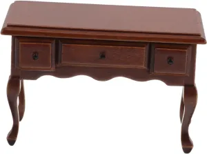 Dining Table Model with Intricate Detailing Versatile Compatibility for Dollhouse Furniture Chestnut Finish Mini Dollhouse Accessory