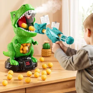 Dinosaur Shooting Boy Toys for Kids Age 3 4 5 6 7 8 - Moveable Shooting Game with Scoreboard, Light and Sound, 12 Foam Balls, Boy Toddler Toys 5-7 6-8 8-10, Competition Game Gifts (Green)
