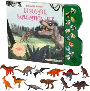 Dinosaur Sound Book Toys with Sound, 12 Large Lifelike Dinosaur Figures for Toddlers Kids 2 3 4 5 6 Years, Interactive Educational Learning Play Suit for Boys and Girls