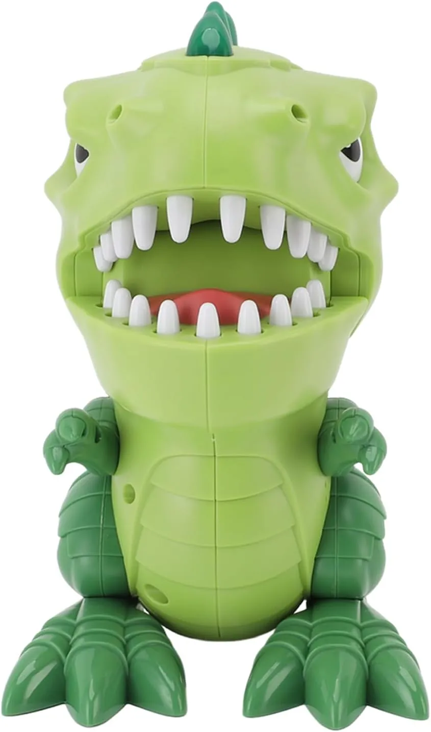 Dinosaur Teeth Game, Sound Effect Hand Eye Coordination Funny Dinosaur Finger Bite Toy Interactive for Kids for Party (Green)