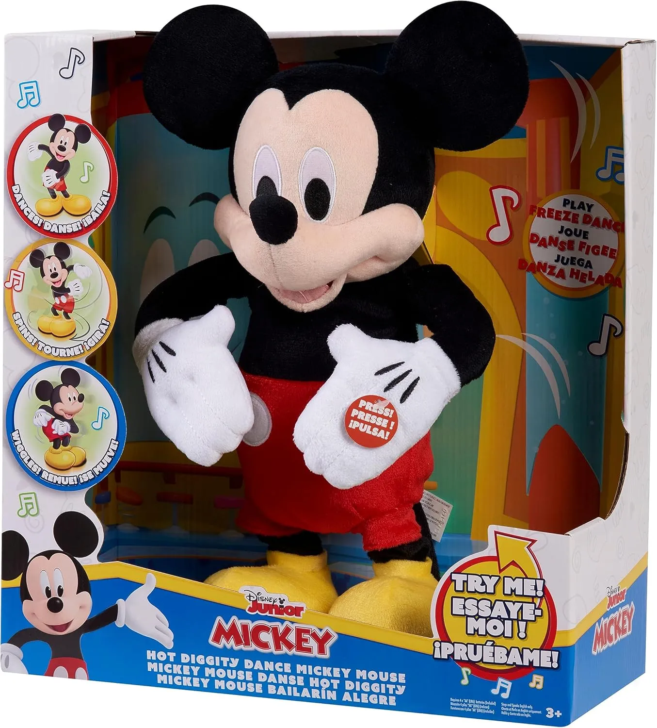 Disney Junior Mickey Mouse Hot Diggity Dance Mickey Feature Plush, Motion, Sounds, and Games, Kids Toys for Ages 3 Up by Just Play