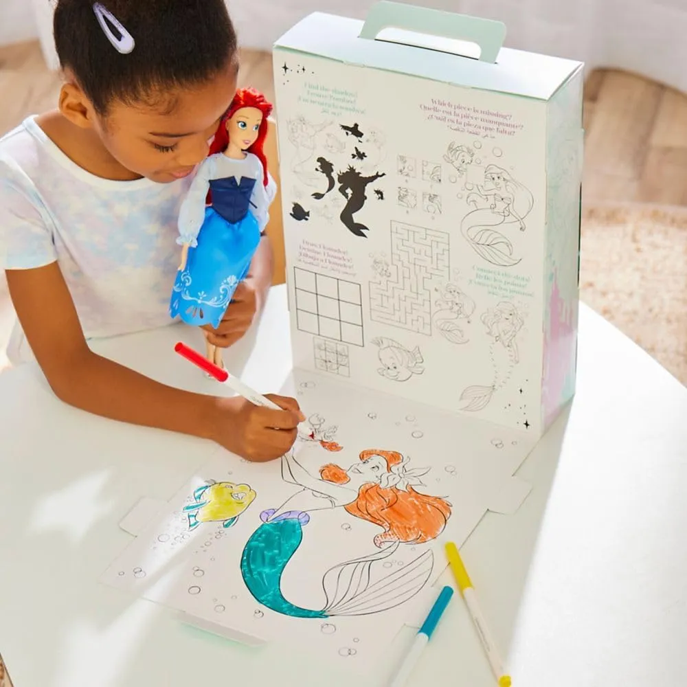 Disney Store Official Princess Story Doll (Ariel from The Little Mermaid) 11 Inches, Includes Coloring Book and Additional Dress, Princess Doll in Classic Outfit, Princess Toys for Girls